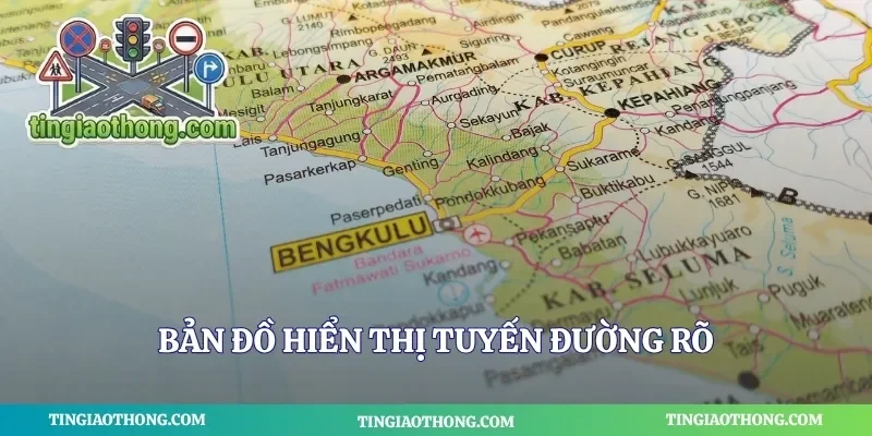 Bản đồ hiển thị tuyến đường rõ